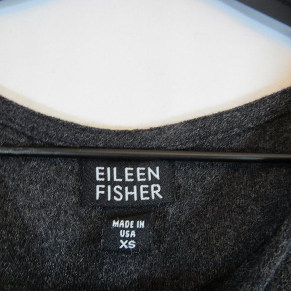 Eileen Fisher Charcoal Gray 3/4 Sleeves Long Wool Maxi Dress - Picture 3 of 8